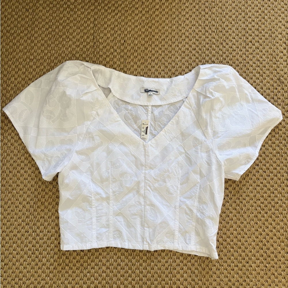 Madewell white embroidered shirt